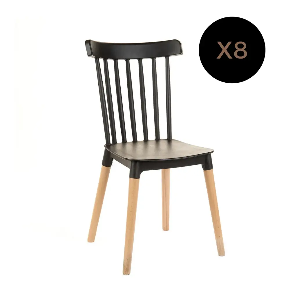 Silla Windsor negra x 8 unidades