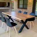 Mesa patas X 80x80 Paraíso + Sillas Tulip negras 